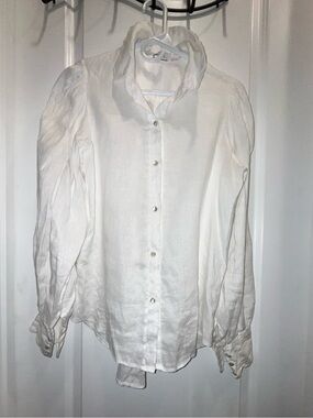 Lanhtropy women’s white linen button down top